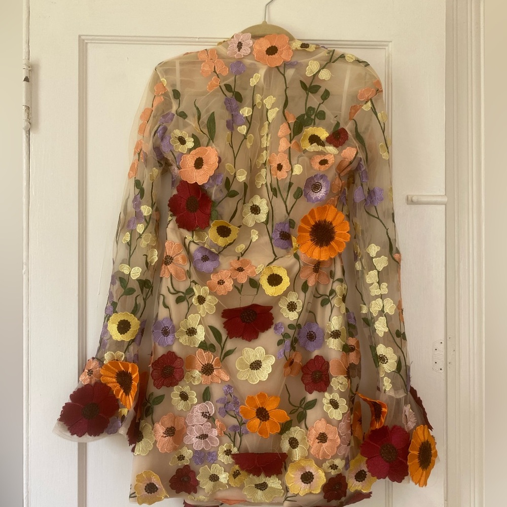 Floral Appliqué Mini Dress